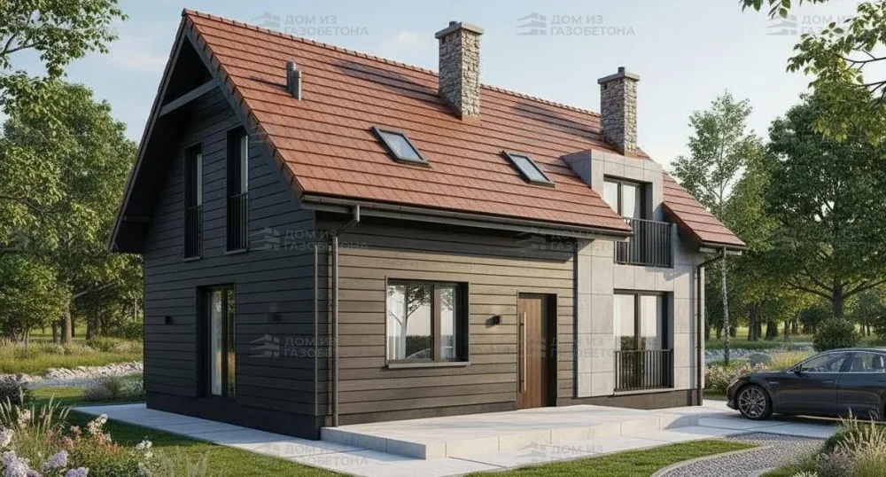 Проект Двухэтажный дом 11 на 8, 107 м2