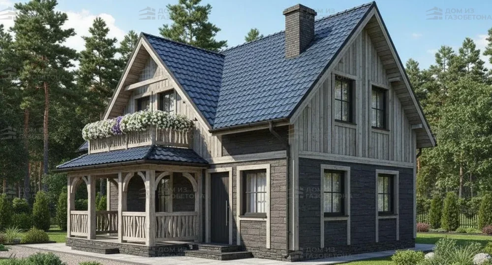 Проект Двухэтажный дом 7 на 7, 61 м2