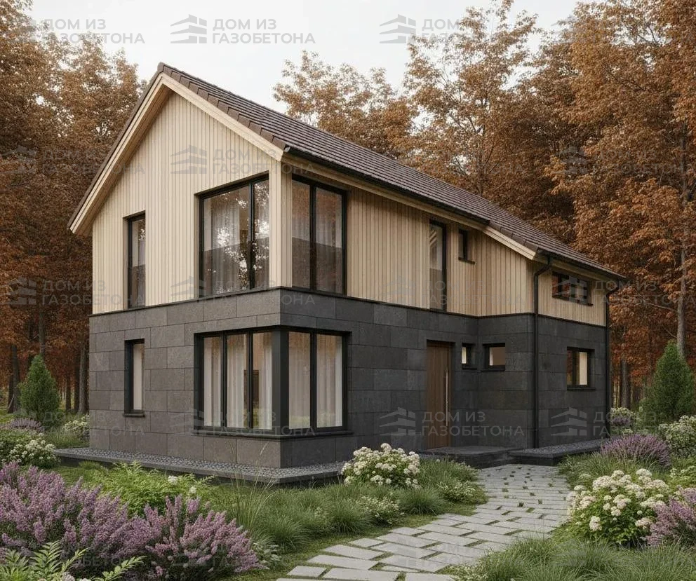 Проект Двухэтажный дом 12 на 8, 90 м2